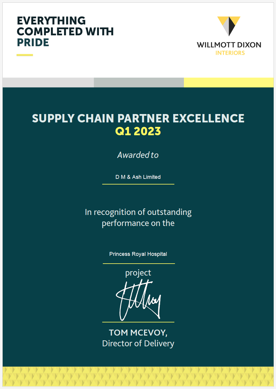 DMC Ash Limited Supply Chain Excellence Award Q1 2023